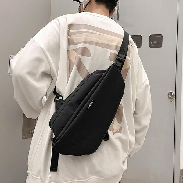 Men Casual Shoulder Bag Chest Pack For On The Go Convenience Black Bags
