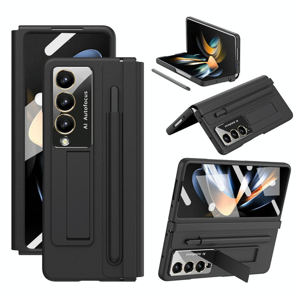 For Samsung Galaxy Z Fold4 5G Phone Case With Pen Slots Full Coverage Black Other Mobile Accessories