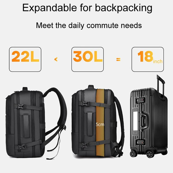 Large Capacity Expandable Business Backpack Black Backpacks
