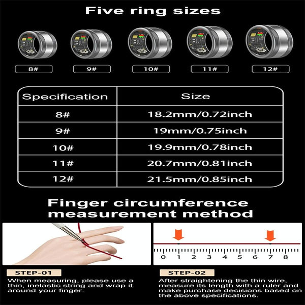 Smart Ring With Heart Rate Blood Oxygen Sleep & Sports Modes R18 Size Gold Activity Trackers