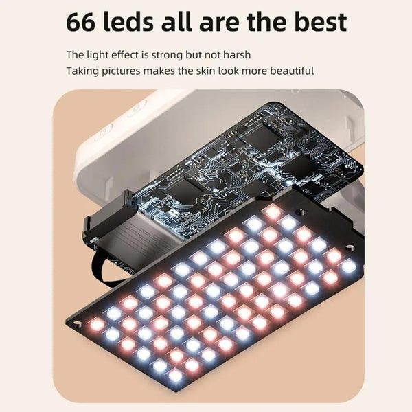 Rechargeable Clip On Selfie Light With 66 Leds 3 Modes For Phone Laptop Tablet Black Selfie Lights