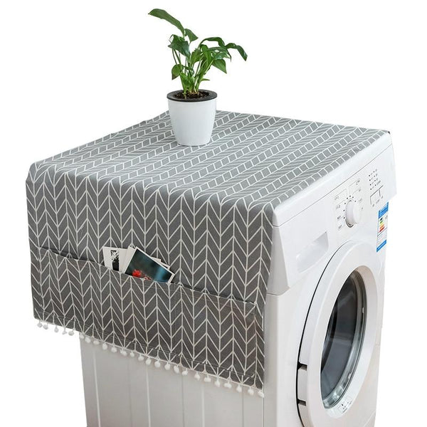 Kitchen Refrigerator And Washing Machine Dustproof Cover 55X130cm Gray Triangle Washing Machines