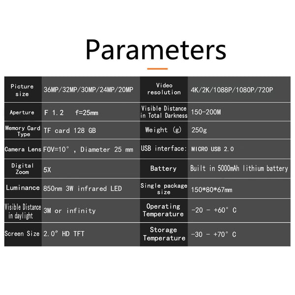 4K Hd Monocular Digital Night Vision For Outdoor Black Binoculars & Monoculars