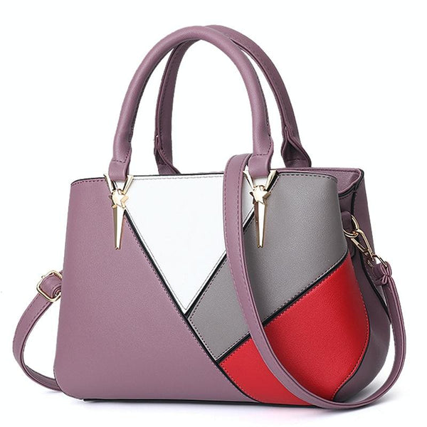 Colourblock Ladies Handbag Pu Material Purple Women's Bags & Handbags