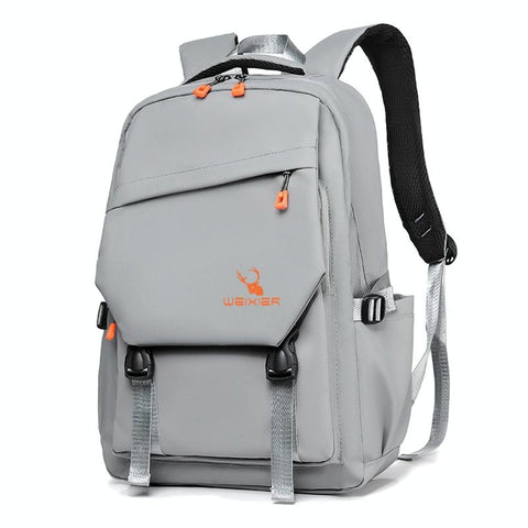 Travel Ready Waterproof Double Shoulder Backpack Light Gray Women Backpacks