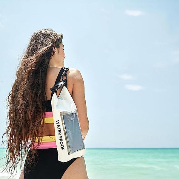 2 In 1 Waterproof Crossbody Phone Bag For Outdoor Cycling Swimming 2L Capacity Black Green Other Mobile Accessories