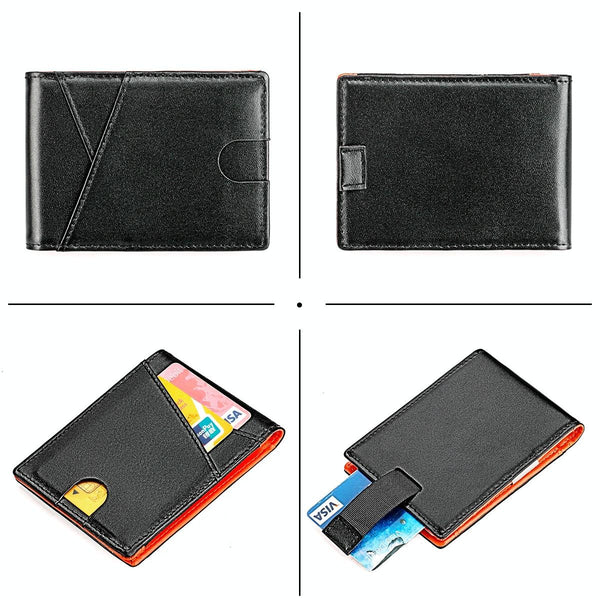 Leather Rfid Wallet With Front Pocket Black Wallets