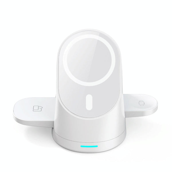 3 In 1 Magnetic Wireless Charging Bracket For Smartphone Iwatch Airpods White Chargers & Docking Stations