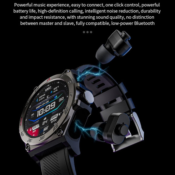 1.53 Inch Ip67 Bt5.0 Sport Smartwatch With Earbuds Bluetooth Call & Health Monitor Smart Watches