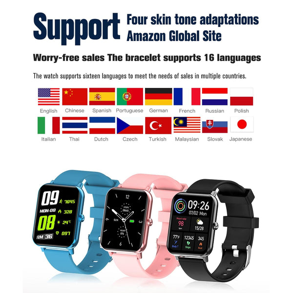 1.69 Inch Tft Screen Ip67 Waterproof Smartwatch With Temp Sleep Heart & Call Alert Blue Smart Watches