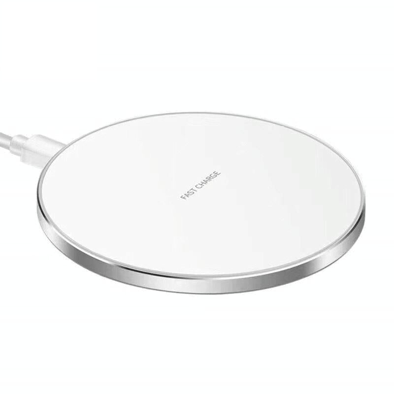 15W Round Wireless Charger Fast Silver + White Surface Chargers & Cradles
