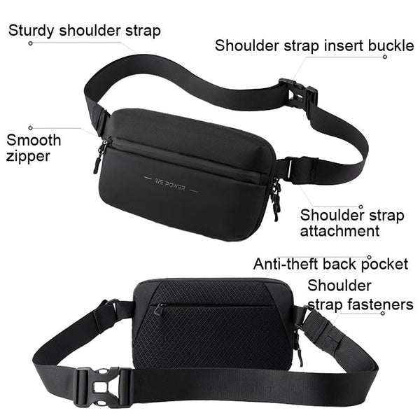 Minimalist Men Chest Bag Outdoor Travel Waist With Shoulder Strap Black Waist Packs & Bags