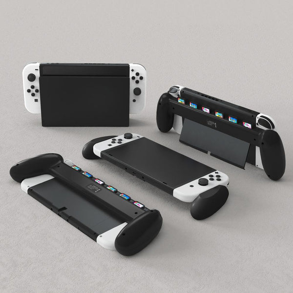 Oled Switch Handle With Game Card Storage Compact Design Black Bags Skins & Travel Cases