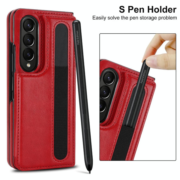 For Samsung Galaxy Z Fold4 5G Double Buckle Foldable Phone Case With Pen Slot Black Cases Covers & Skins