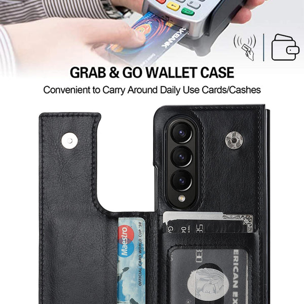 For Samsung Galaxy Z Fold4 5G Double Buckle Foldable Phone Case With Pen Slot Black Cases Covers & Skins