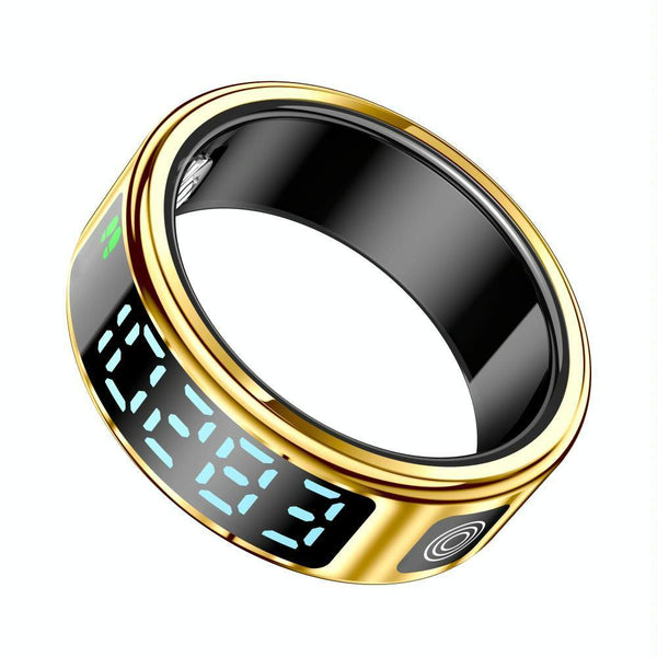Smart Ring Size 8 Hand Gestures Control Health Monitoring Sports Modes Gold Activity Trackers