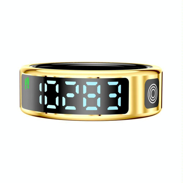 Smart Ring Size 8 Hand Gestures Control Health Monitoring Sports Modes Gold Activity Trackers