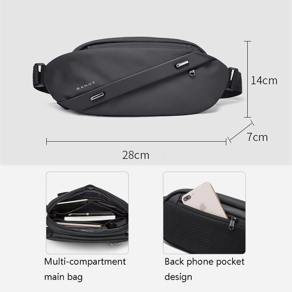 Waterproof Men Business Chest Bag Functional Messenger Grey Bags