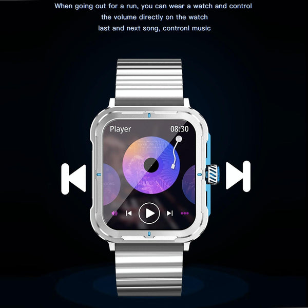 1.9 Inch Tft Square Screen Smart Watch Supports Blood Pressure Monitoring Grey Blue Smart Watches