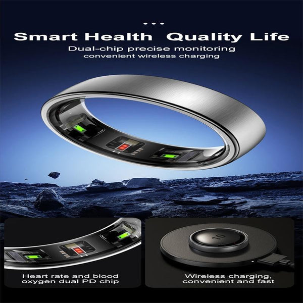 Smart Ring Heart Rate Blood Oxygen Sleep Sports Size 8 Gold Activity Trackers