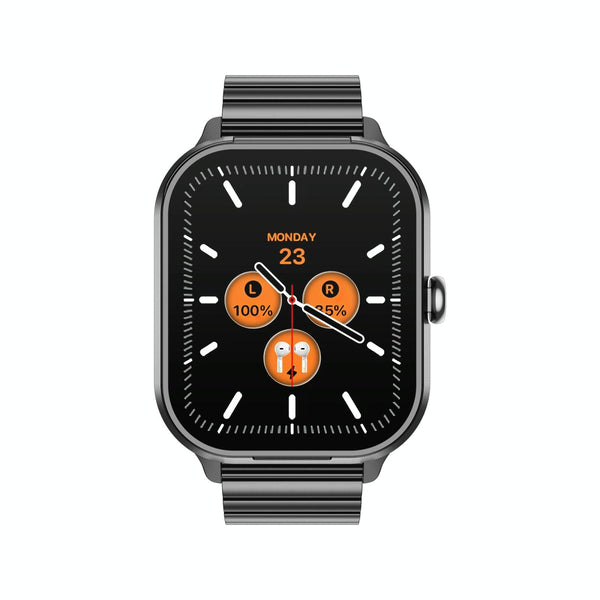 2.01 Inch Bluetooth Earphone Smart Watch With Nfc & Steel Strap Space Grey Smart Watches