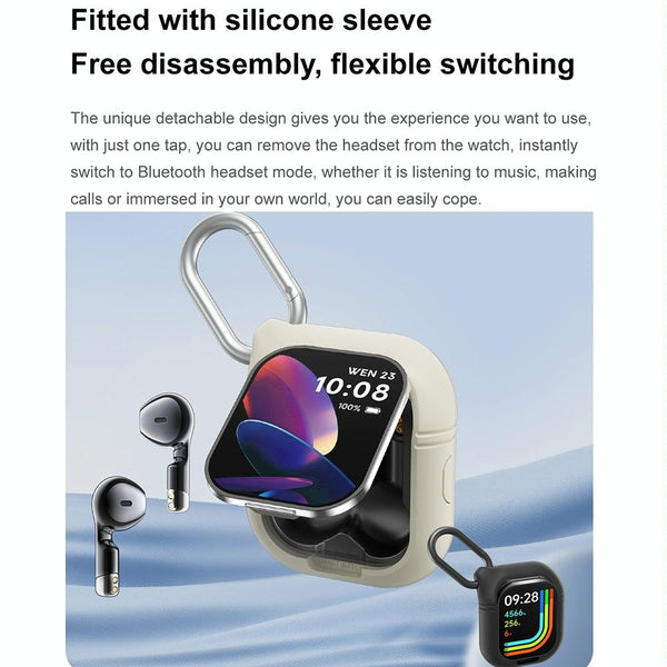 2.01 Inch Bluetooth Earphone Smart Watch With Nfc & Steel Strap Space Grey Smart Watches