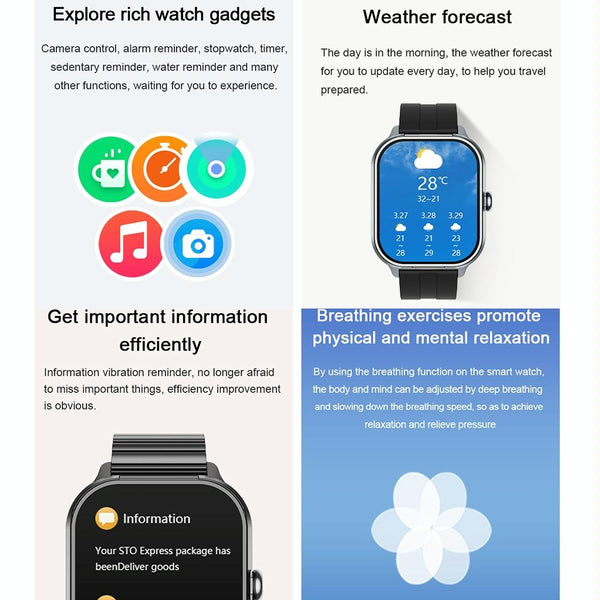 2.01 Inch Bluetooth Earphone Smart Watch With Nfc & Steel Strap Space Grey Smart Watches