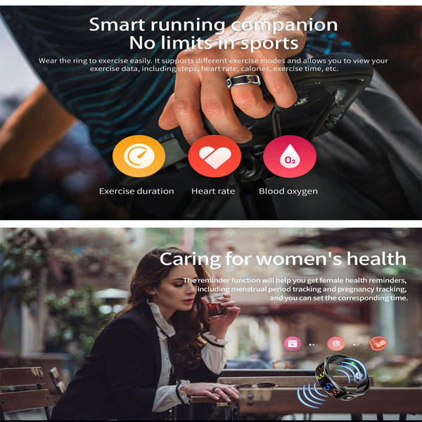 Smart Ring Heart Rate Blood Oxygen Sleep Sports Size 9 Gold Activity Trackers