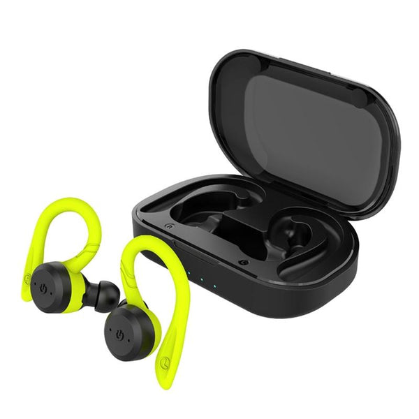 Waterproof Tws Wireless Earphones For Sports Mounted Fluorescent Green Earbuds