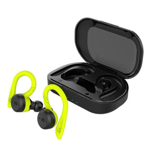Waterproof Tws Wireless Earphones For Sports Mounted Fluorescent Green Earbuds
