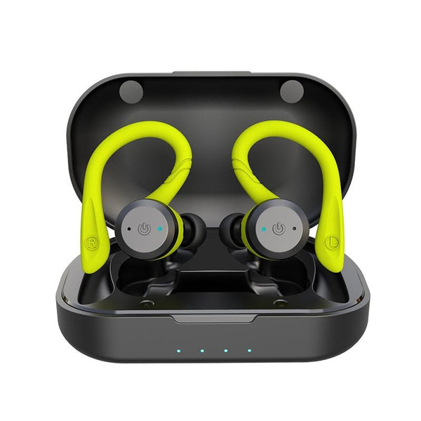 Waterproof Tws Wireless Earphones For Sports Mounted Fluorescent Green Earbuds