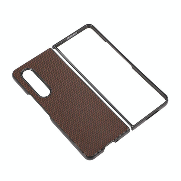 For Samsung Galaxy Z Fold4 5G Carbon Fiber Texture Leather Phone Case Pu Material Red Other Mobile Accessories