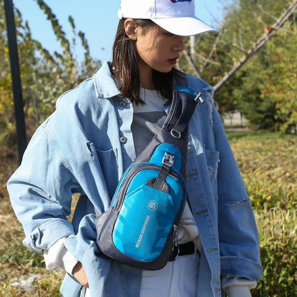Blue Single Shoulder Mini Chest Bag For Outdoor Sports Women's Bags & Handbags