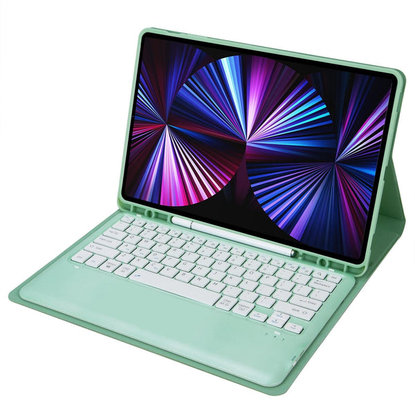 Detachable Bluetooth Keyboard Leather Case For Ipad Pro 12.9 2021 / 2020 2018 With Pen Slot Pink Keyboards