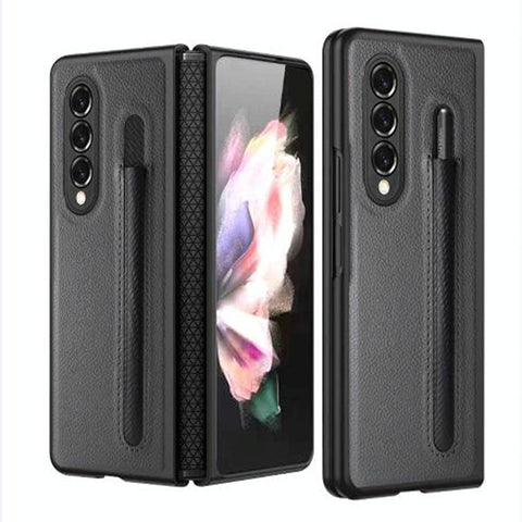 For Samsung Galaxy Z Fold4 5G Litchi Texture Hinge Case Grey Cases Covers & Skins