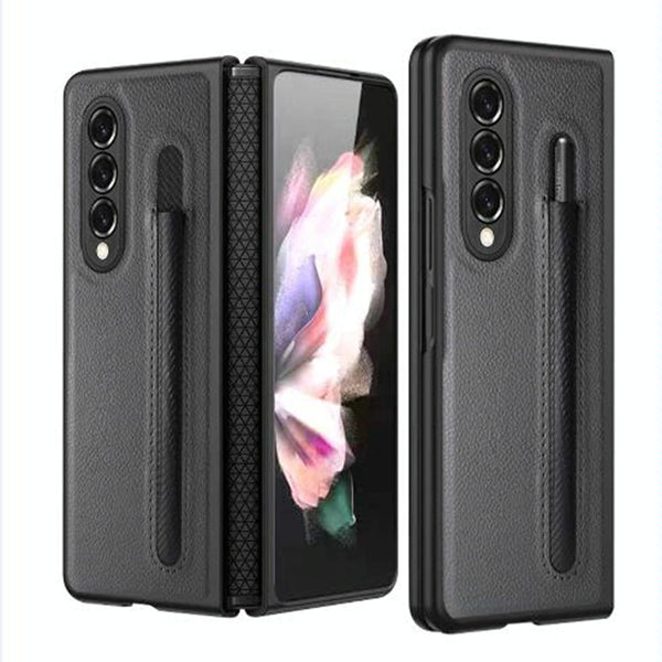 For Samsung Galaxy Z Fold4 5G Litchi Texture Hinge Case Grey Cases Covers & Skins