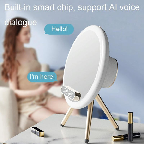 Q6 Smart Clock Display Bluetooth Speaker Fill Light Makeup Mirror With Wireless Charger Audio Docks & Mini Speakers