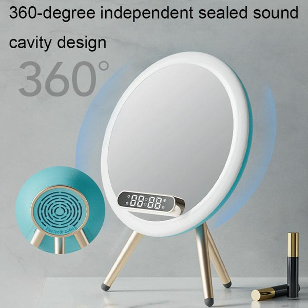 Q6 Smart Clock Display Bluetooth Speaker Fill Light Makeup Mirror With Wireless Charger Audio Docks & Mini Speakers