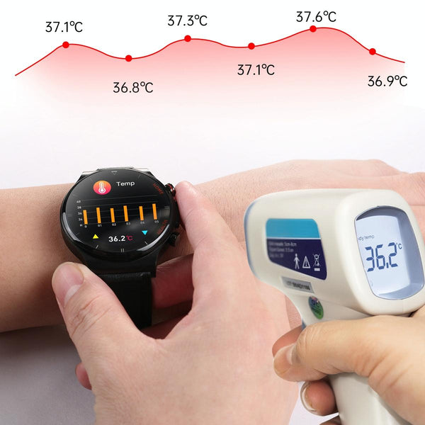 1.32 Inch Leather Smart Watch With Health Monitoring: Ecg Bp Temperature Brown Smart Watches