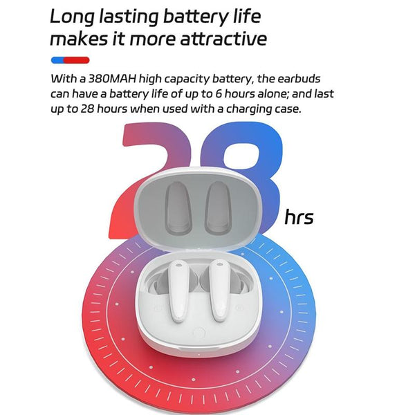 Wireless Noise Cancelling Bluetooth Music Cube White Earbuds