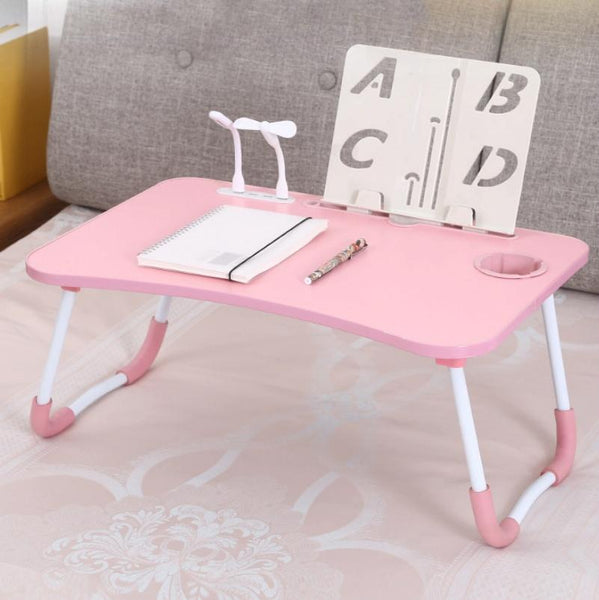 Folding Desk With Fan & Lamp Compact Design Teenage Pink Laptop Desks