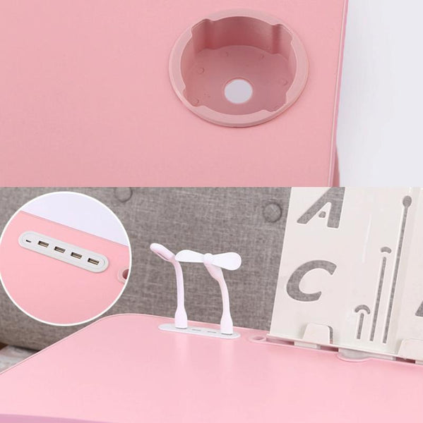 Folding Desk With Fan & Lamp Compact Design Teenage Pink Laptop Desks
