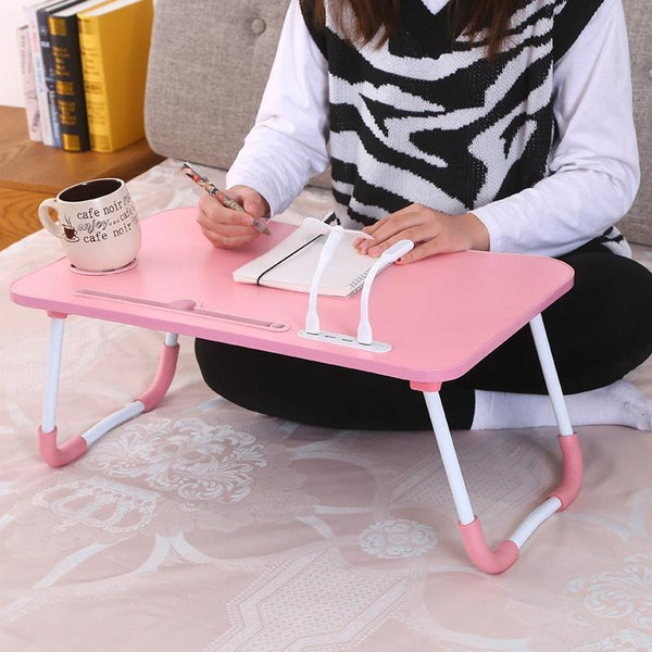 Folding Desk With Fan & Lamp Compact Design Teenage Pink Laptop Desks