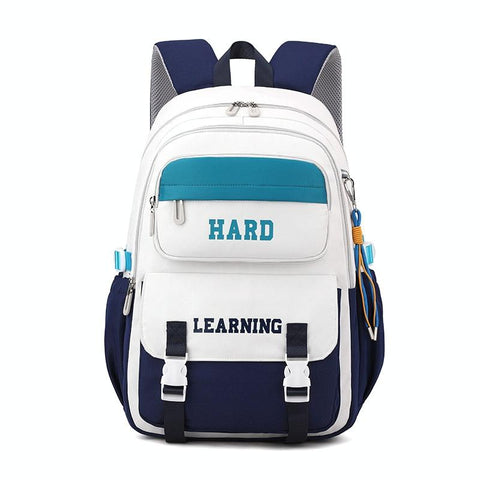 Versatile 15.6 Backpack For School & Work Casual Design Blue And White Women Backpacks