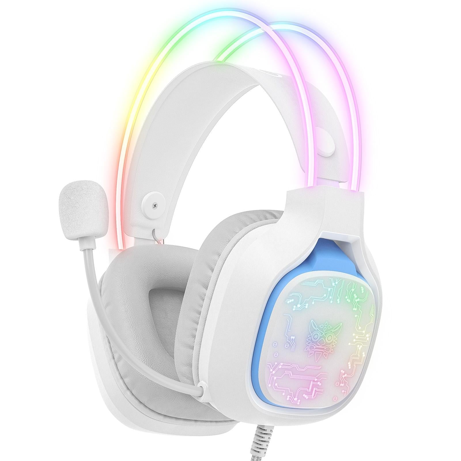 Colourful Light Gaming Headset With Mic 1.8M Cable White Headsets
