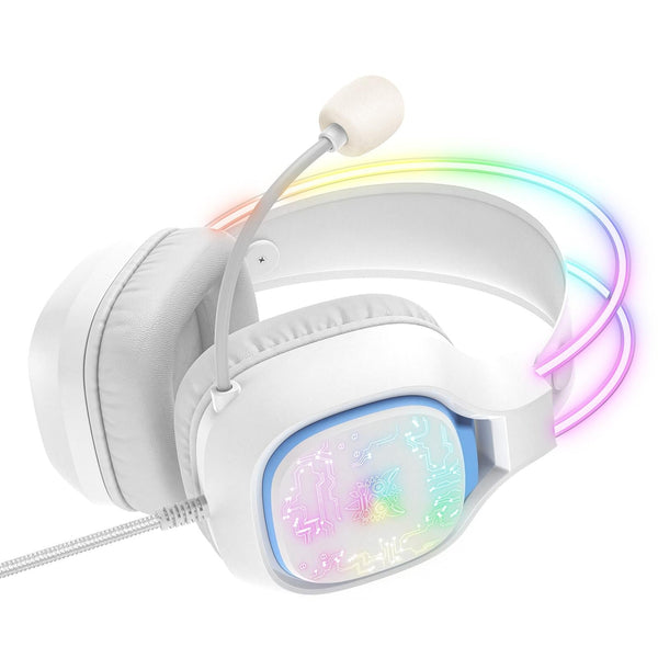 Colourful Light Gaming Headset With Mic 1.8M Cable White Headsets
