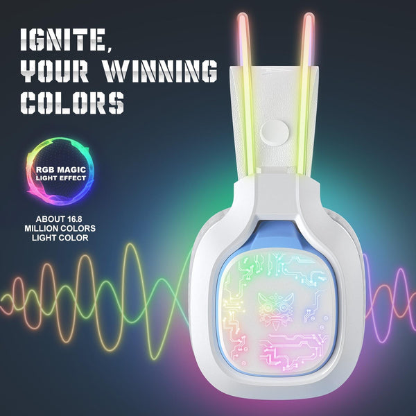 Colourful Light Gaming Headset With Mic 1.8M Cable White Headsets