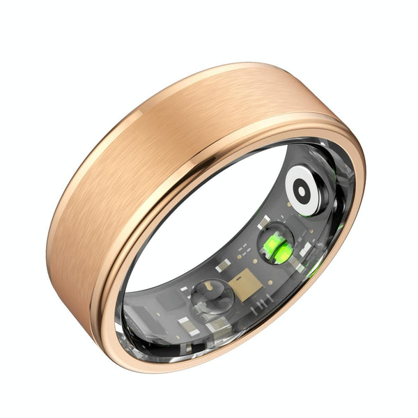 Smart Ring With Heart Rate Blood Oxygen Sleep & Sports Modes Size 9 Gold Activity Trackers