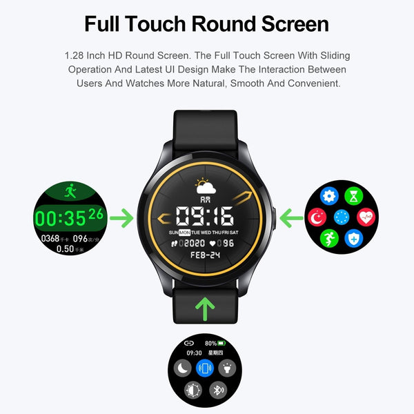 1.28 Inch Tft Colour Screen Ip67 Waterproof Smart Watch Support Body Temperature Monitoring Sleep Heart Rate Grey Smart Watches