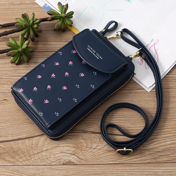 Floral Multi Card Crossbody Bag For Women Blue Women's Bags & Handbags